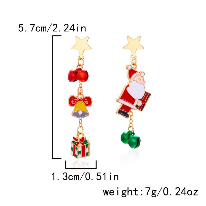 Asymmetrical Rhinestone Santa Claus & Christmas Tree Earrings