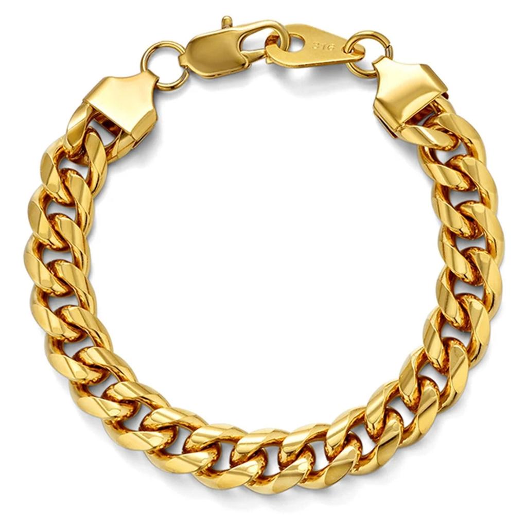 5/12MM New Trendy Thick Cuban Chain Men Bracelet Classic Silver Gold Plated Chunky Chain Bracelet For Men Women Jewelry Gift