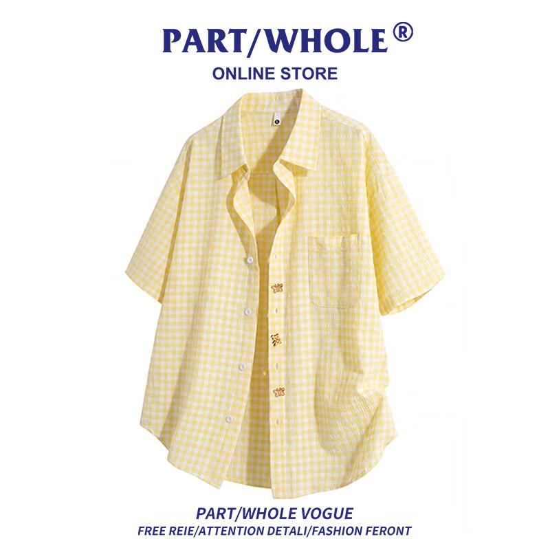 

ЧАСТЬ/ЦЕЛОЕ Мужская клетчатая рубашка с коротким рукавом 3XL