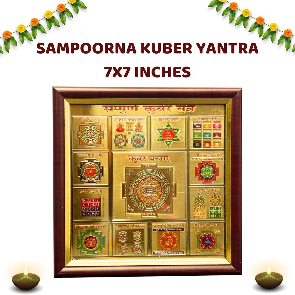 Anciently Kuber Yantra Original | Premium Glass Covered Sampoorna Yantra For Puja Ghar