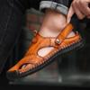 Herren Sommersandalen aus echtem Leder für den Außenbereich, leicht, römisch, große Größen 38-48, Wanderschuhe für Herren, weich, rutschfest, lässige Sandalen