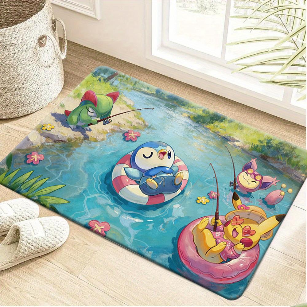 Pokemon Cute Characters Sleeping Hammock Print Non-slip Doormat, Soft Absorbent Floor Rug for Home Decor