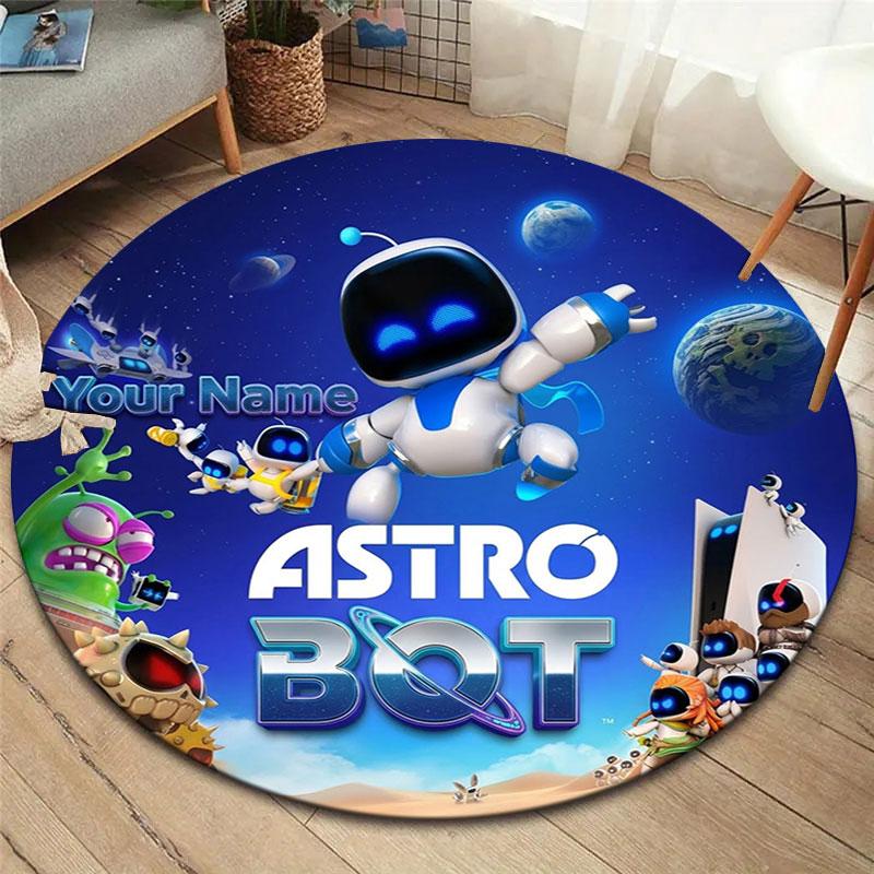 ASTRO BOT Custom Name Round Area Rug,Carpet Rug for Living Room Bedroom Sofa Playroom Decor,Non-slip Floor Mat