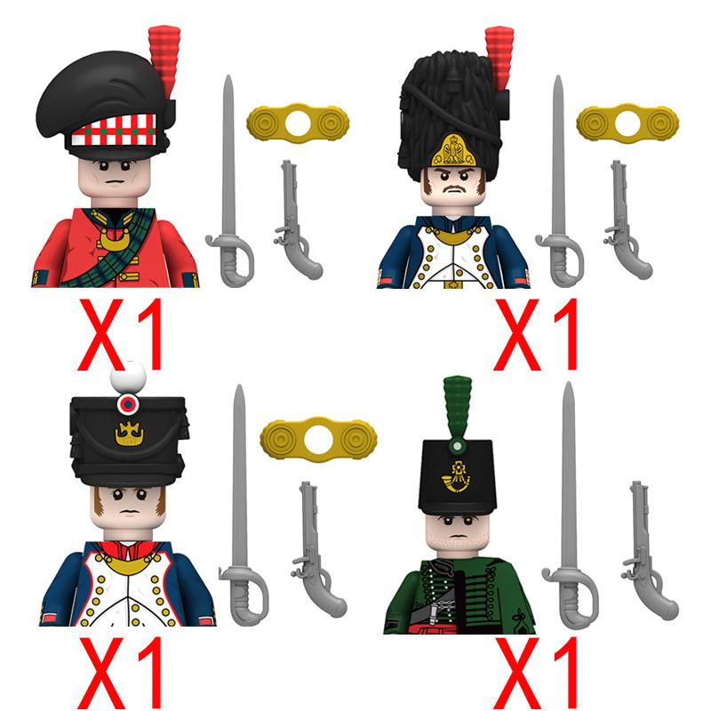 Napoleonic War Military Building Blocks Mini Bricks Figures Gifts Weapons Funs Equipments Russian France UK Italy Solider Toys