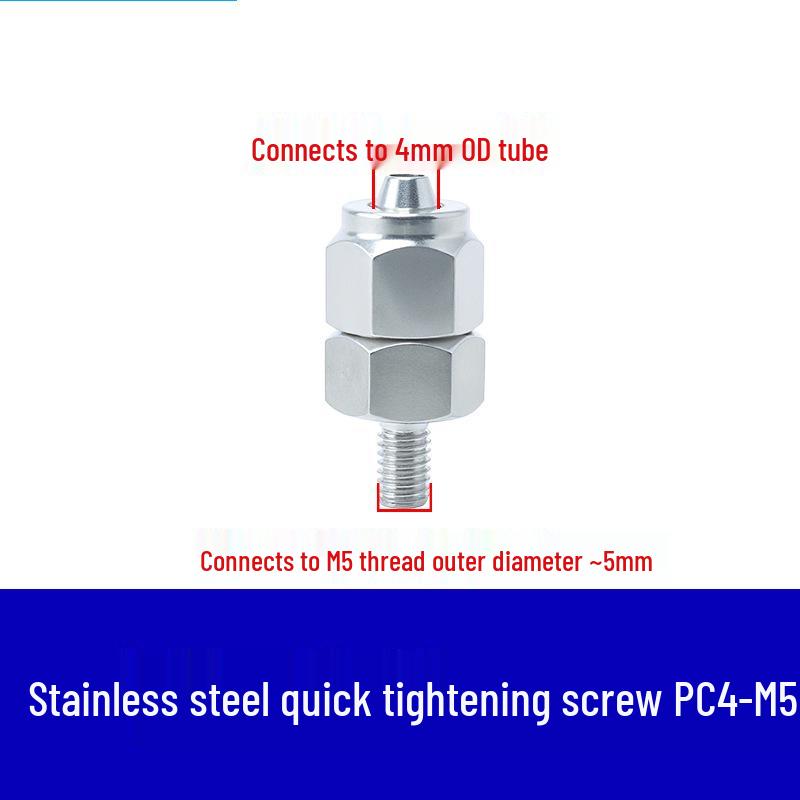 304 Stainless Steel Pneumatic Quick Connect Fitting for Air Hose and PTFE Tube, PC8-02.
