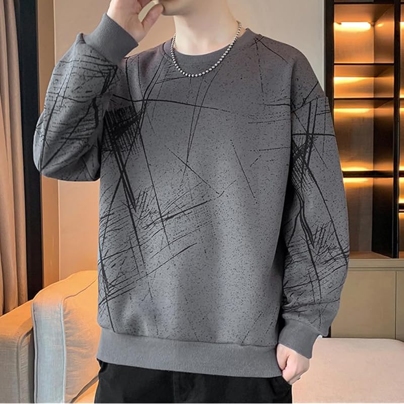 [ODFMCE] trainer men's spring long sleeve casual Fashionable Relaxing big size (JP, alphabet, 3XL, gray)