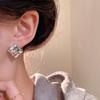 New color diamond pleated square stud earrings women's versatile niche high-end earrings simple temperament ear jewelry
