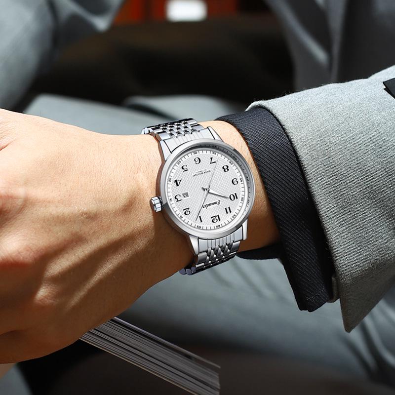 Men's Luminous Waterproof Automatic Skeleton Watch with Calendar