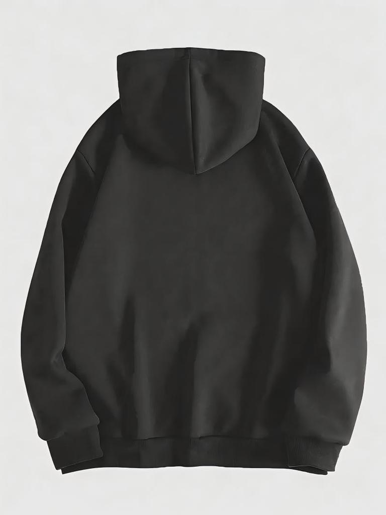 Trendiger schwarzer Damen-Langarm-Loose-Hoodie mit amerikanischem High-Street-Print für den Herbst