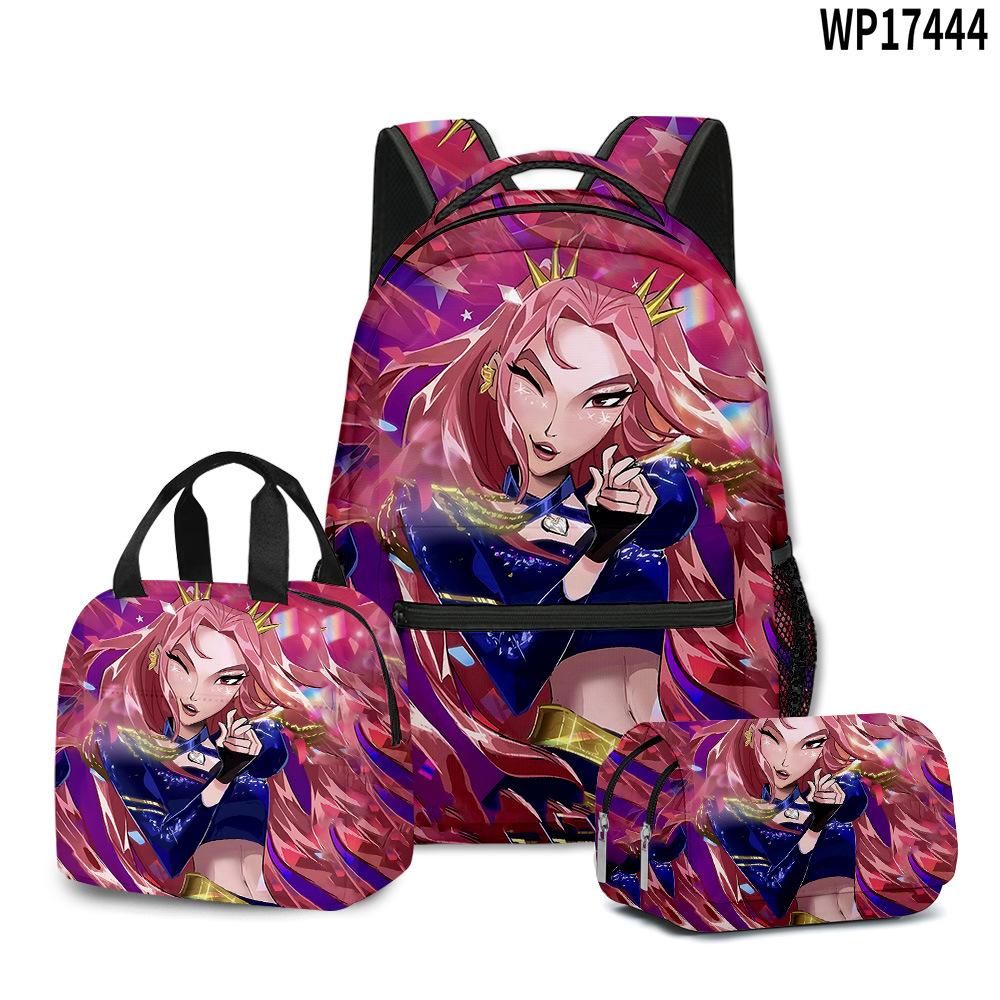 3D Movie K-Pop Demon Hunter Girl Group School Bag Backpack Lunch Bag Pencil Case Three-Piece Set