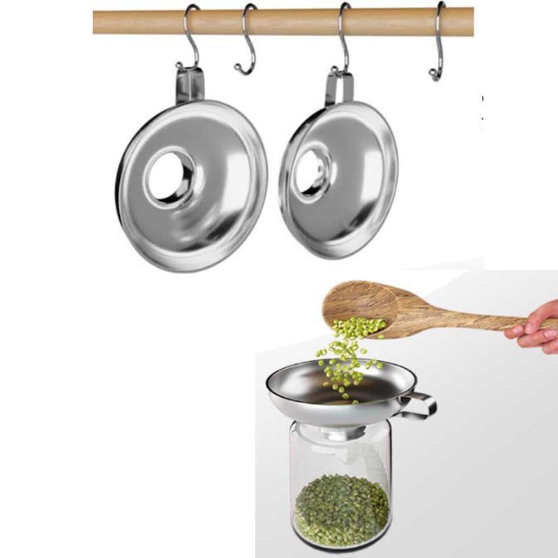 Stainless Steel Canning Funnel Wide Mouth Kitchen Funnel 2Size Mason Jar Jam Liquid Funnel Multifunctional Oil Spice Funnel