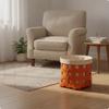 Woven Leather Basket with Cloth Lining | Open Top Design, Structured, for Laundry Room L Orange