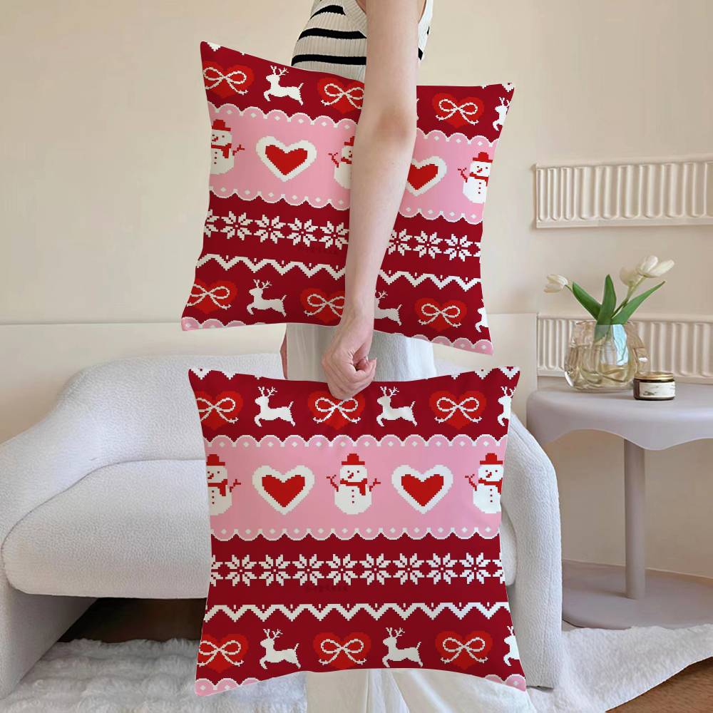 Christmas Spirit Pillow Case Sofa and Living Room Decorative Cushion Covers Dust-proof and Mite-proof Invisible Zipper