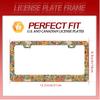 Beautiful Floral Print License Plate Frame Funny Stainless Steel Vintage Flower License Plate Frames Auto Parts Decoration With Screws License Plate