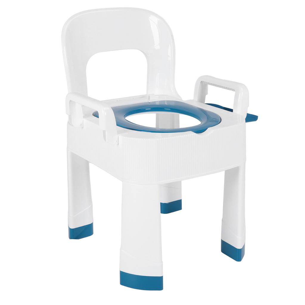 Folding Squat Toilet Commode Chair Shower Toilet Chair with Widened Armrests for Elderly Pregnant Women Blue