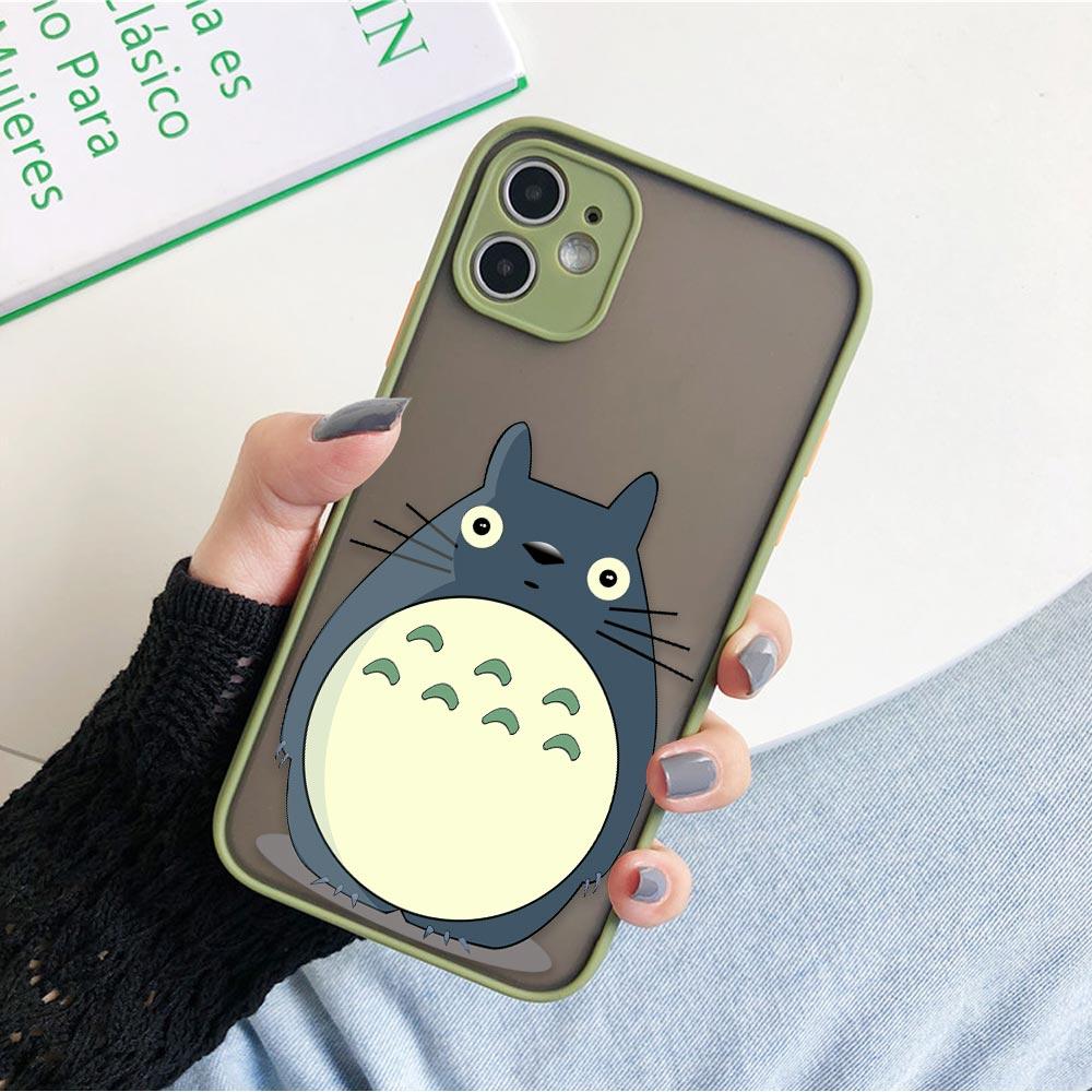 Custodia per telefono divertente anime giapponese Totoro per iPhone 11 12 13 14 Pro Max XR X 8 7 Plus Pro XS Mini Custodie con sensazione di pelle Copertura in silicone
