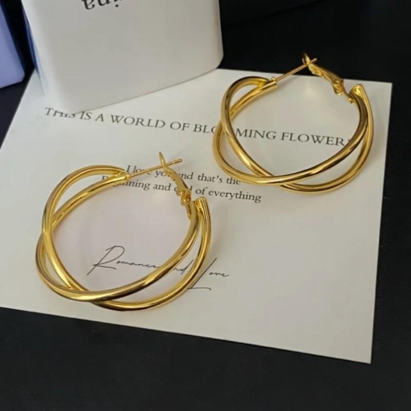 Large Retro French Hoop Earrings for Women - Cool, Versatile Design