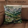 2D Mountain & Forest Landscape Pattern Pillow Covers Pattern Cushion Cover Suitable For Sofa Bedroom Car Pillow Cover