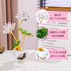Kertari Crystal Lotus Artificial Flower Interior Ornament Lucky Charm K9 Crystal Glass Lotus Flower Metal Lotus Leaf Feng Shui Item Everlasting Flower
