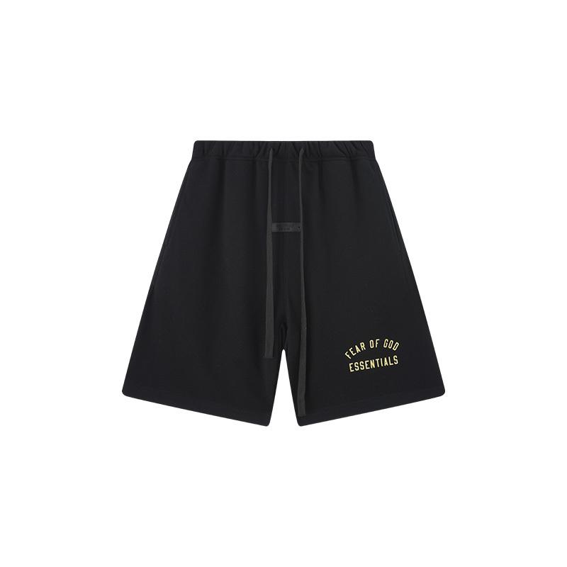E852 Fear Of God Essentials Letter Sweat Shorts Unisex Oversized Cotton Drawstring Elastic Waist Streetwear Casual Sports Shorts S