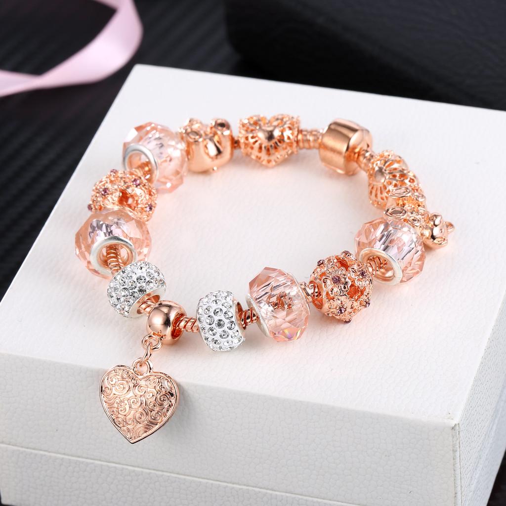 LUXY MOON Damenmode DIY Zinklegierung großes Loch Perlenarmband Armbandkette