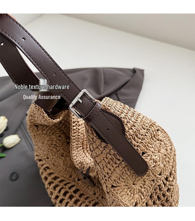 Luxury Straw Crochet Tote: Spacious, Versatile Crossbody for Vacation
