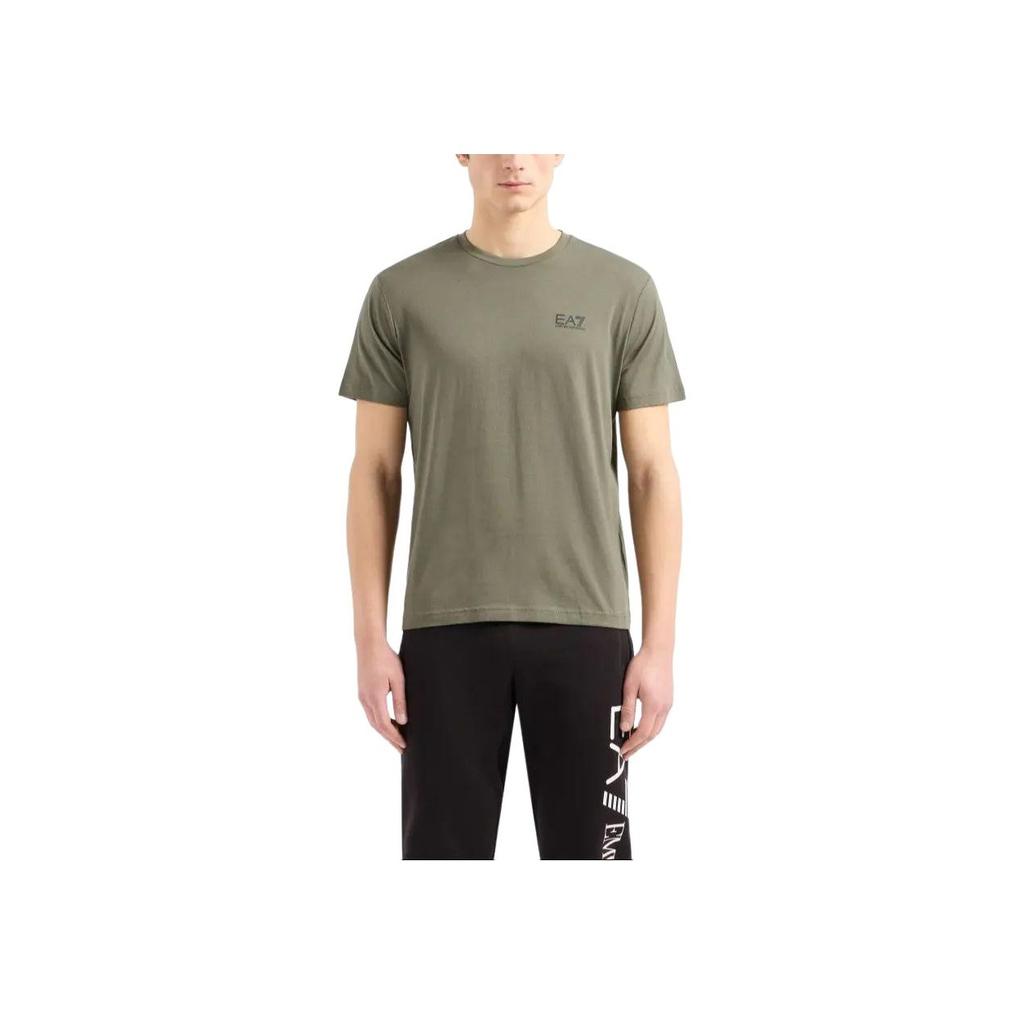 Emporio Armani Ea7 Solid Color Printed Round Neck Short Sleeve T-Shirt Men Tops Green 8NPT18-PJ02Z-1846