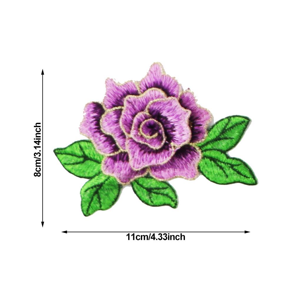 

11CM Red Blue Purple Peony Flower Sew Iron On Patches Embroidered Badges For Dress Clothes DIY Wedding Appliques Decoration фіолетовий