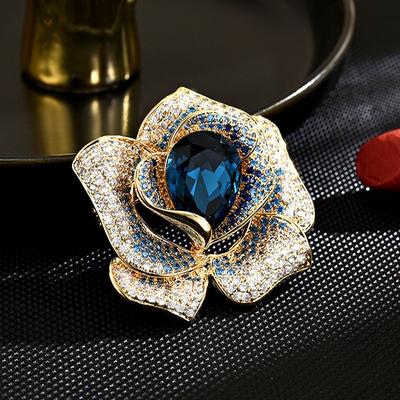 Women S Light Luxury Design Elegant Inlaid Zircon Flower Brooch Fashionable And Versatile Niche Design Sense Brooch