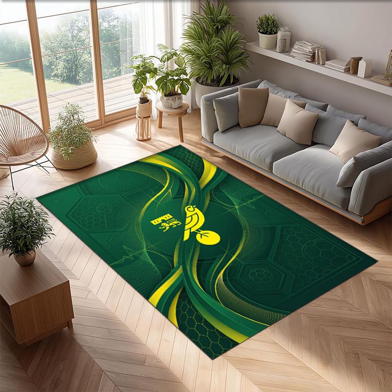 Norwich City Football Print Crystal Velvet Rug, Comfortable Water Absorbent Non Slip Indoor Floor Carpet