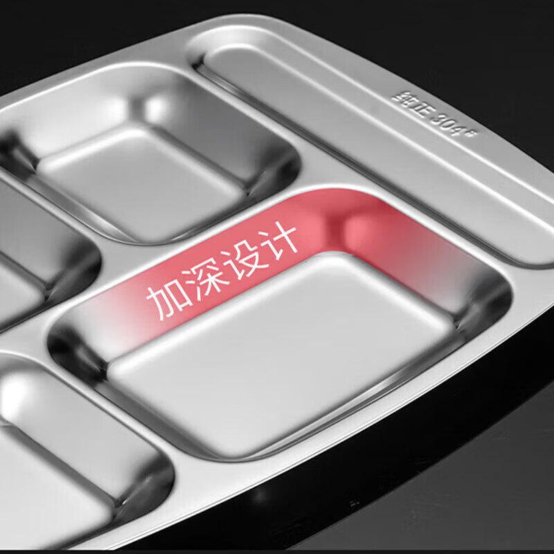 7-Compartment 304 Stainless Steel Divided Meal Tray