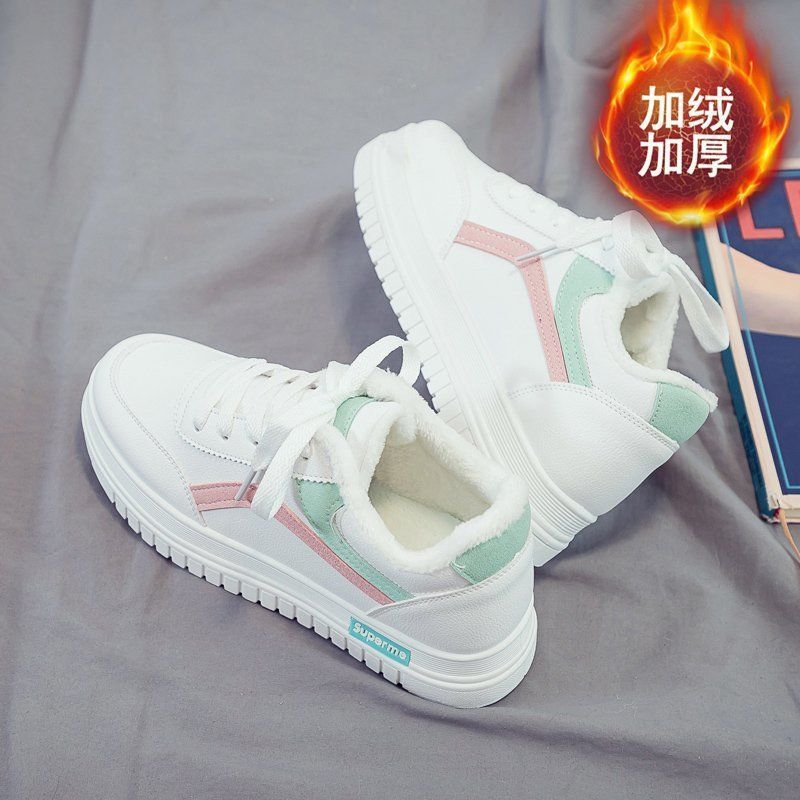 Winter velvet little white shoes women's foreign fashion women's shoes student board shoes ins sneakers 2025 sneakers