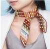 Köperseidentuch Frau Geometrische Malerei Quadratische Schals Wickeltücher Bandana Kleiner Hijab Seidenfoulards Krawatte Stirnband Halstuch 53CM