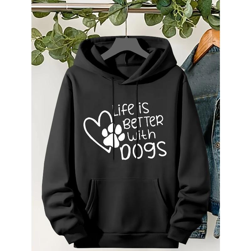 Autumn Winter Dog Claw Claw Print Love Letter Cute Printed Women's Comfortable Sweatshirt Sportswear Casual Clothing