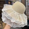 2026 Women's Lace Straw Bucket Hat – Fresh Summer Vacation & Beach Sun Protection