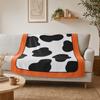 Flannel Cow Print Blanket, Soft Warm Fuzzy Fleece Throw Blanket, Cozy Plush Blanket for Couch Bed Travel