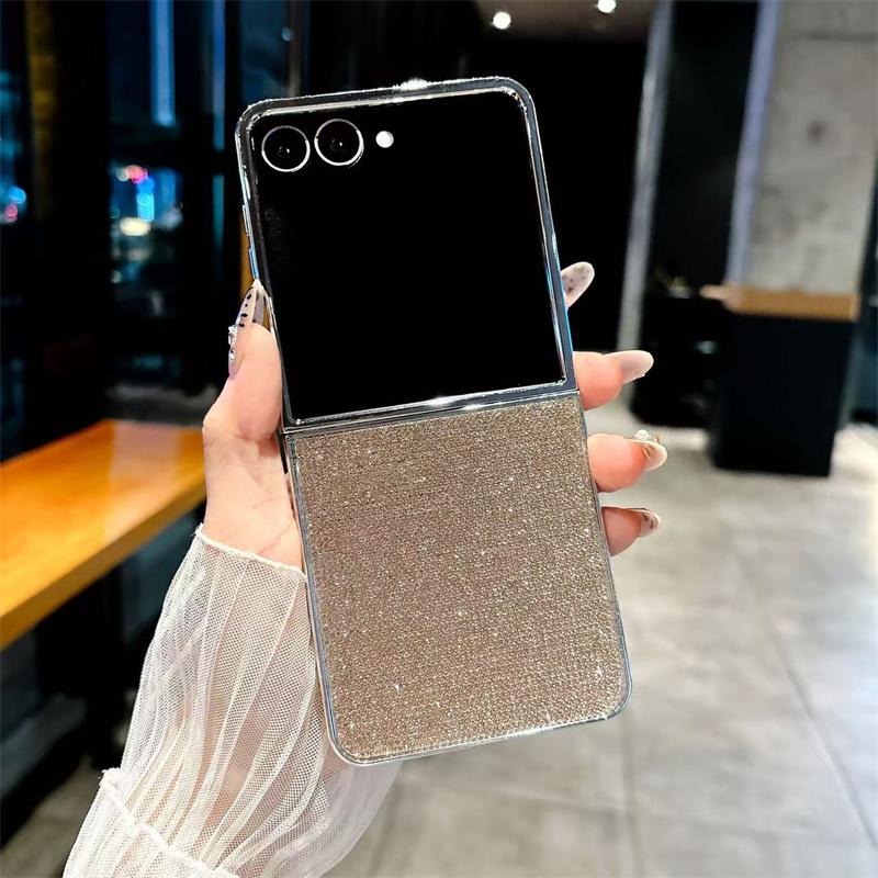 

For Samsung Galaxy Z Flip 7 6 5 4 3 5G Phone Case Fashion Crystal Diamond Glitter Blingbling Plating Frame Shock Protectiv Cover For Galaxy Z Flip7