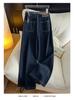 Damskie jeansy z wysokim stanem, dżinsowe, niebieskie, z szerokimi nogawkami - Moda Wiosna/Jesień 2025, Wyszczuplające spodnie codzienne z prostymi nogawkami.
