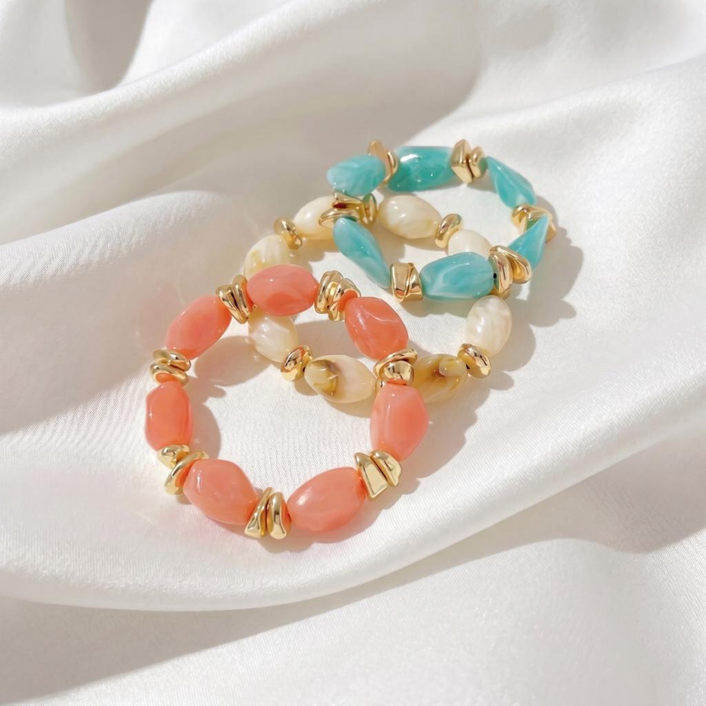 Acrylic New Pea Beaded Bracelet Summer Retro Simple Casual Bracelet Light Luxury High-end Jewelry