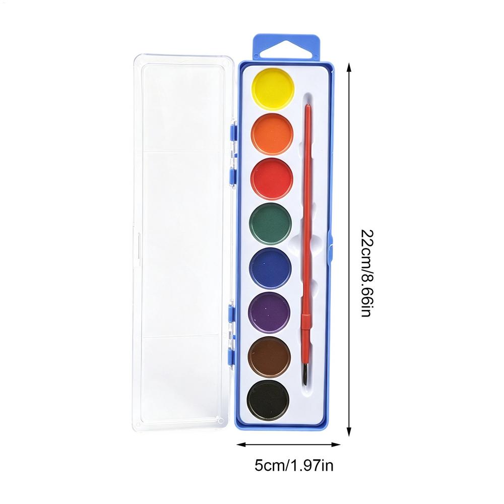 Washable Watercolor Paint Set With Water Brush Pen 8 Colors Watercolor Paint Palette Portable Water Color Paints for Kids Adults