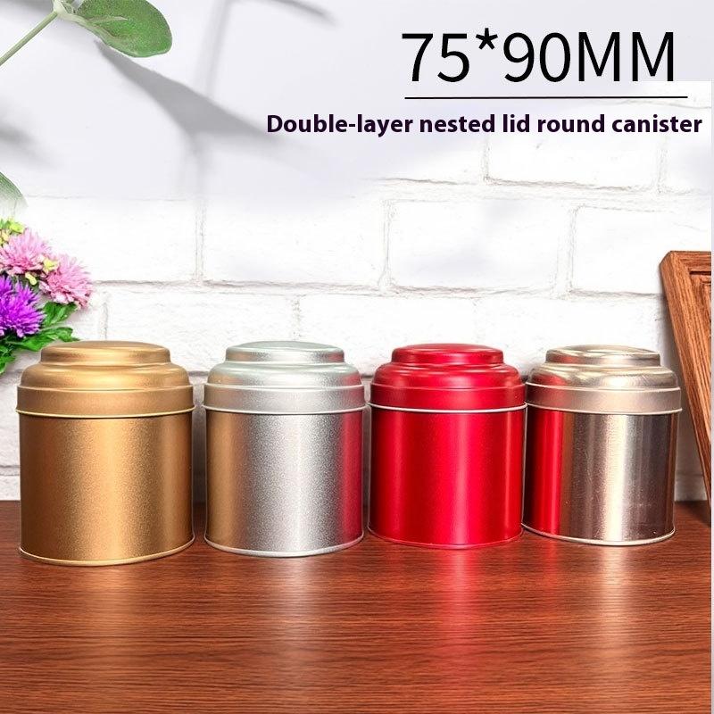 50G Small Tea Tins Canister With Airtight Double Lids,Mini Tin Can Box And Small Round Kitchen Canisters For Tea