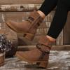 New Belt Buckle Vintage Martin Boots 2025 Winter Thick Heel British Style Strap Plus Size Boots for Women