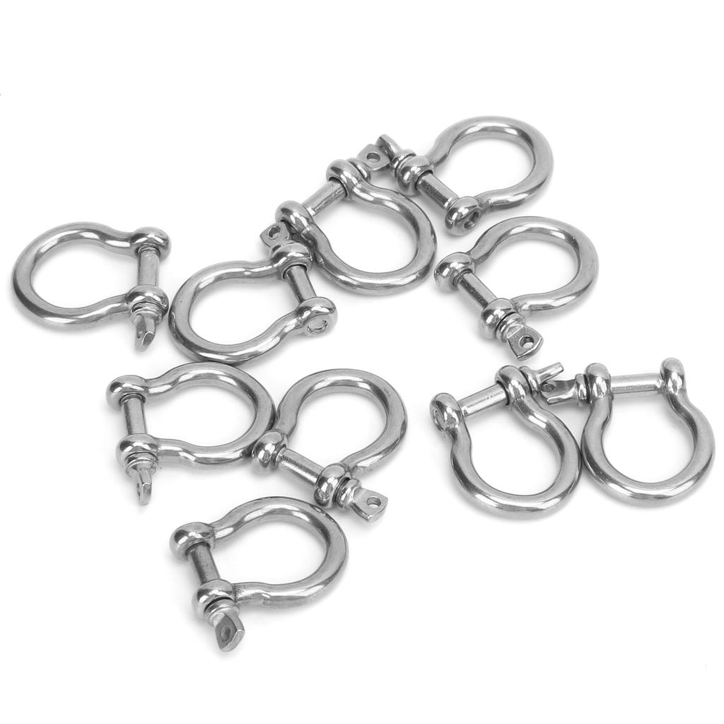 10pcs Bow Shackle Stainless Steel High Hardness D Ring Anchor for Camping Hiking Outdoor Sports(M4 60kg Load )