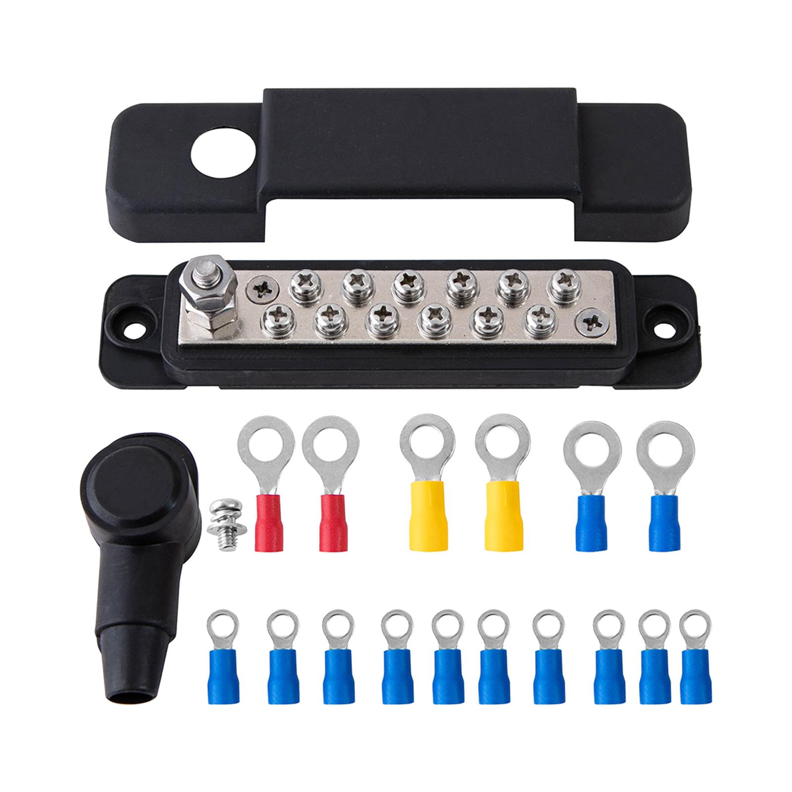 

12 Terminal Power Distribution Block Bus Bar Replacement Accessories 180 Amps чорний