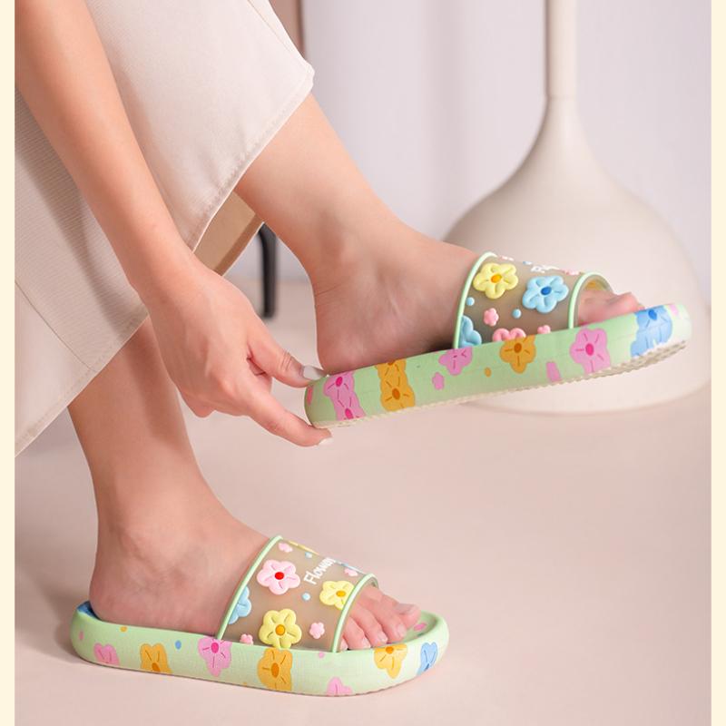 Blumenhausschuhe Süße Blumenhausschuhe Rutschfeste Badezimmer-Einriemen-Hausschuhe zum Tragen Weichsohlige Hausschuhe für draußen