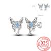 Pink Series Romantic Flower Butterfly Unicorn Tulip Geometry 925 Silver Earrings Boutique Fine Jewelry Gifts for Women