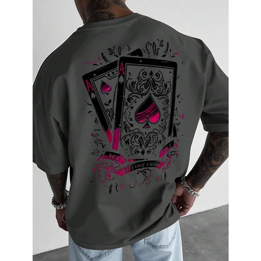 Summer Style Men's T-shirt Street Casual Fashion Comfortable Soft Breathable O-neck Short Sleeve 3D Playing Cards Print Pullover