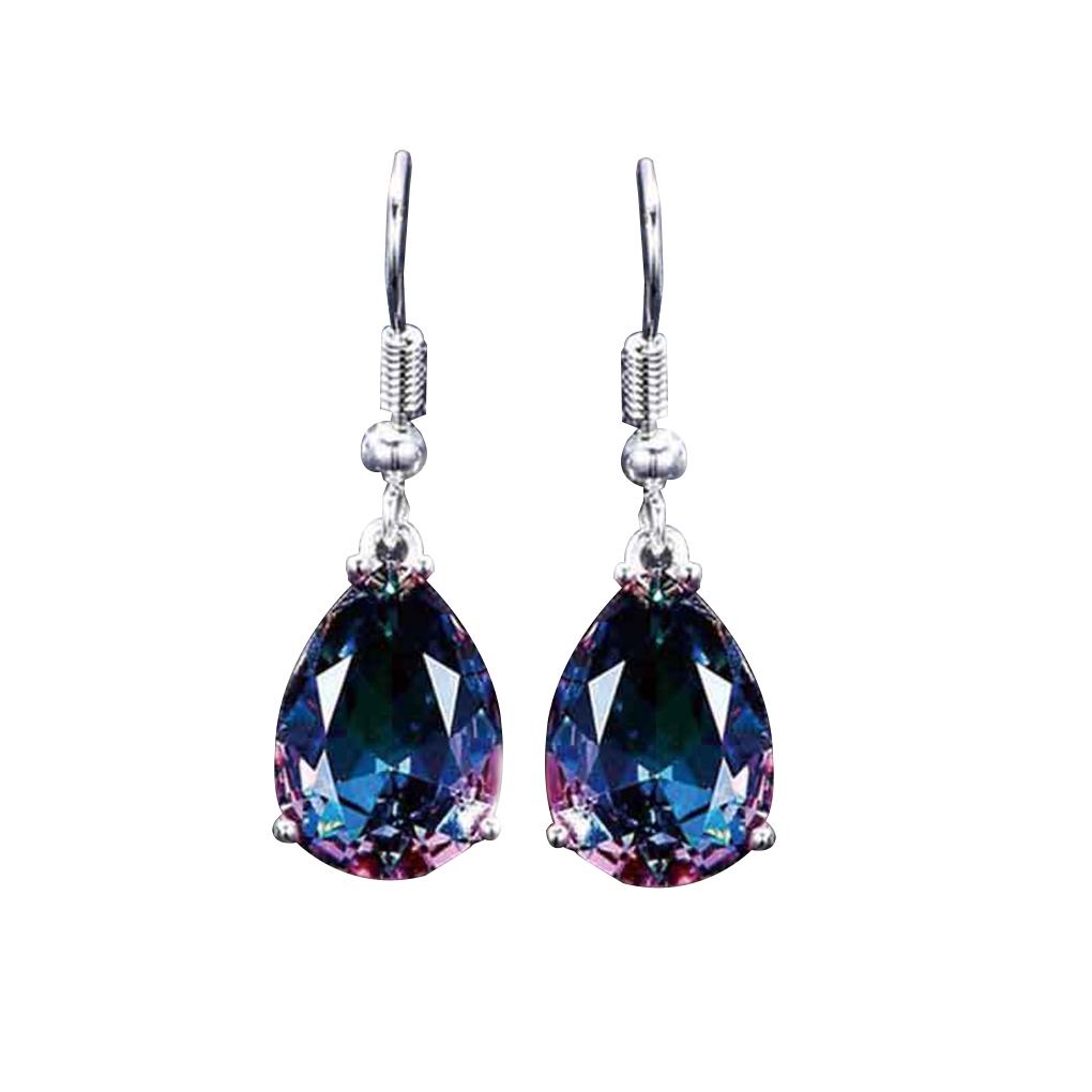 Разноцветные серьги-крючки со стразами и каплями воды, женские вечерние ювелирные изделия для девочек, висячие серьги-капли