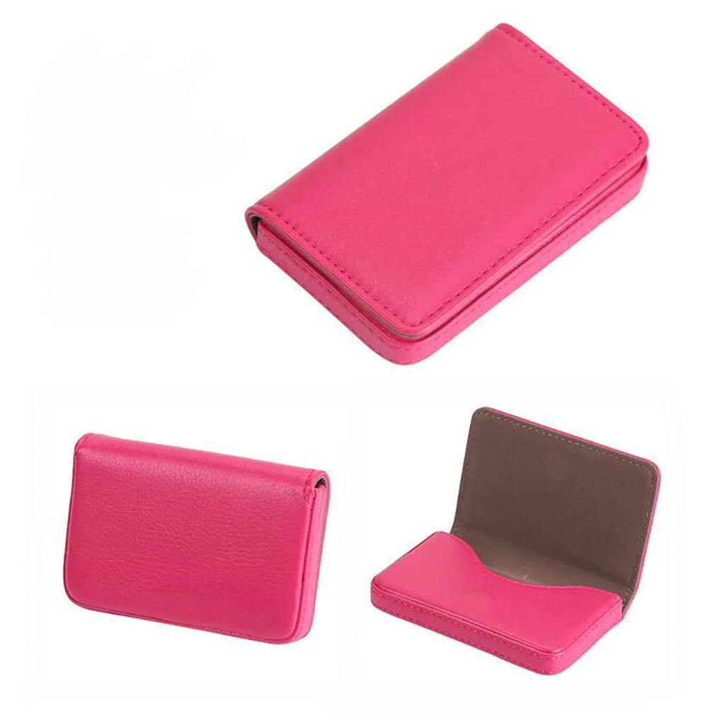 1pc PU Leather Business Card Holder With Magnetic Buckle Slim Pocket Name Card Holder Large Capacity Portable Credit Card Case