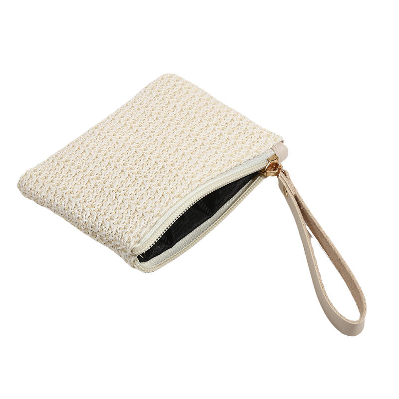 Women Girls Straw Clutch Purses Lightweight Summer Beach Mobile Phone Wallet Coin Change Pouch